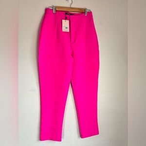 Missguided Bright Hot Pink High-Waist Tapered Pants